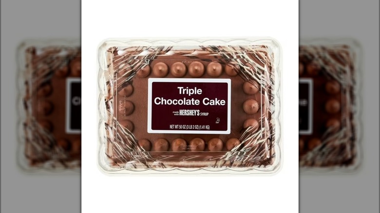 Triple Chocolate Cake with Hershey's Icing with white background
