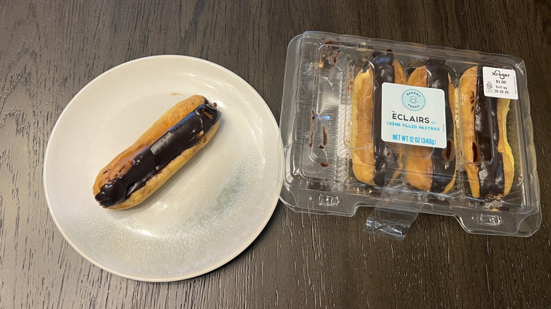 Kroger Bakery Fresh eclair on a plate.