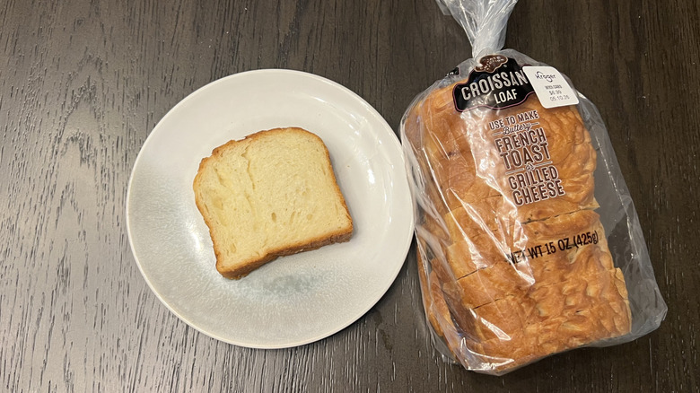 Kroger Private Selection Croissant Loaf slice on plate.