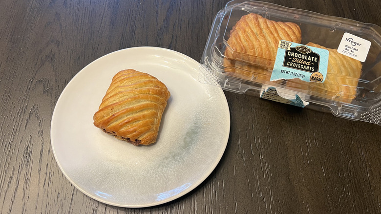 Kroger Private Selection Chocolate Filled Croissant on plate.