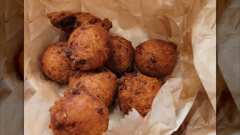 Hush puppies in brown paper