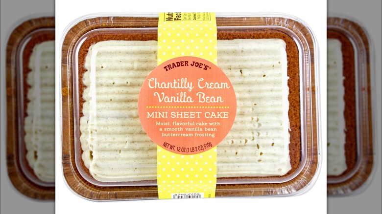Top view of Vanilla Bean Mini Sheet Cake with white background