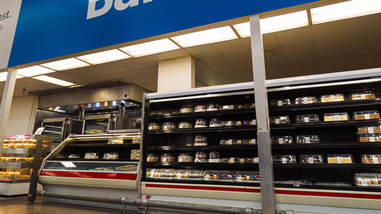 Bakery cakes displayed in fridges in Walmart