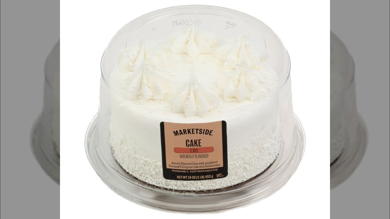 Close up of I Do cake with white background