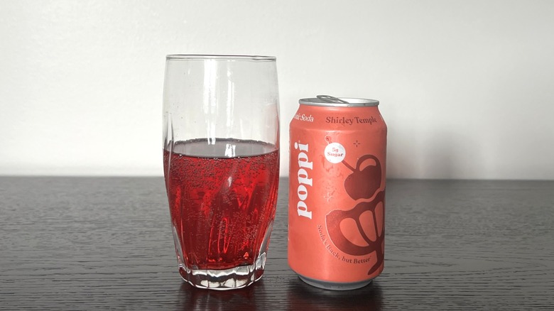Shirley Temple Poppi poured into glass.