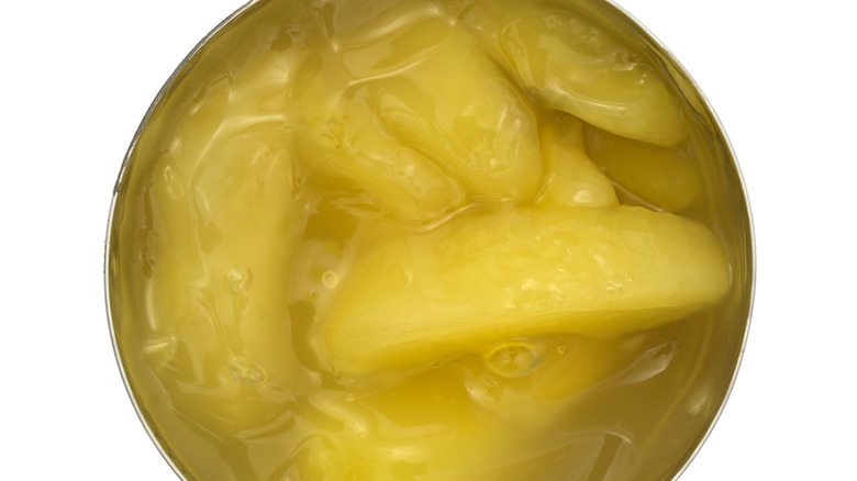 canned apples white background