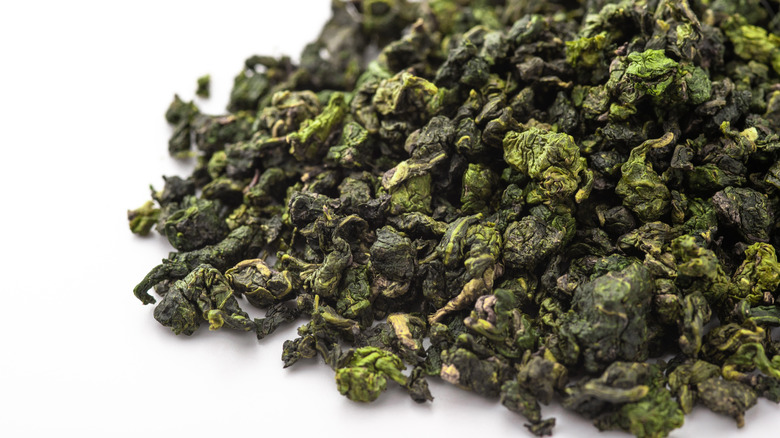 a close-up of dried oolong tea