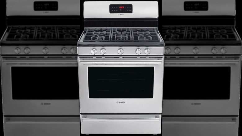 A Bosch Gas Range against a black background