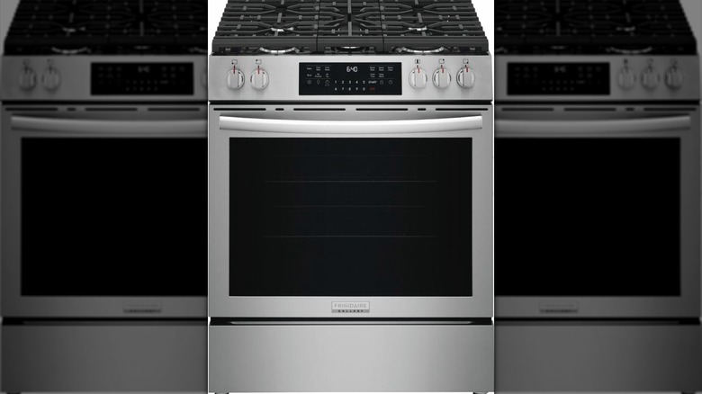 The Frigidaire 30-Inch Front Control Gas Range against a white background