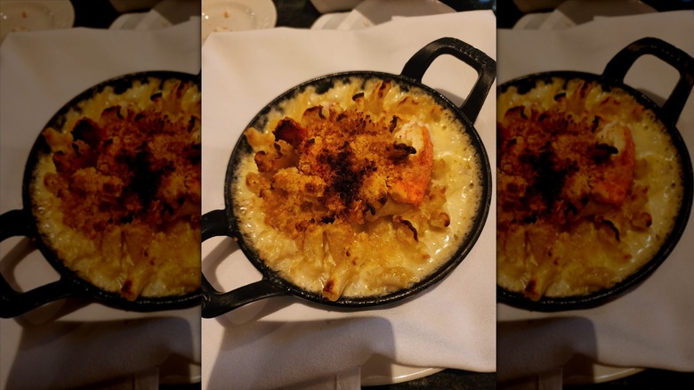 The Capital Grille's lobster mac 'n' cheese in a personal-sized black pan