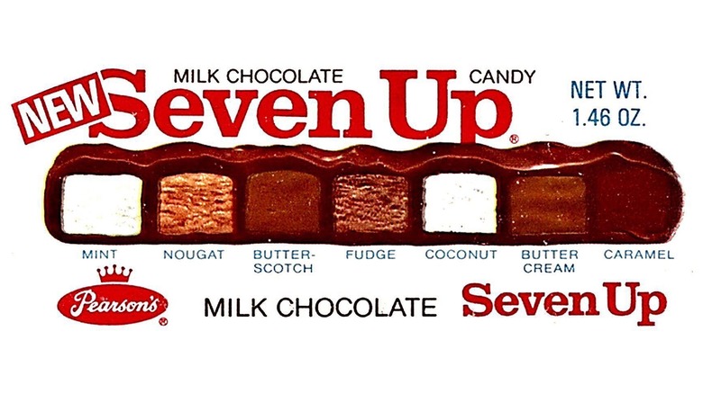 image of a flattened packet for a Seven Up chocolate bar