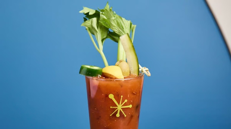 Spicy Bloody drink in a glass