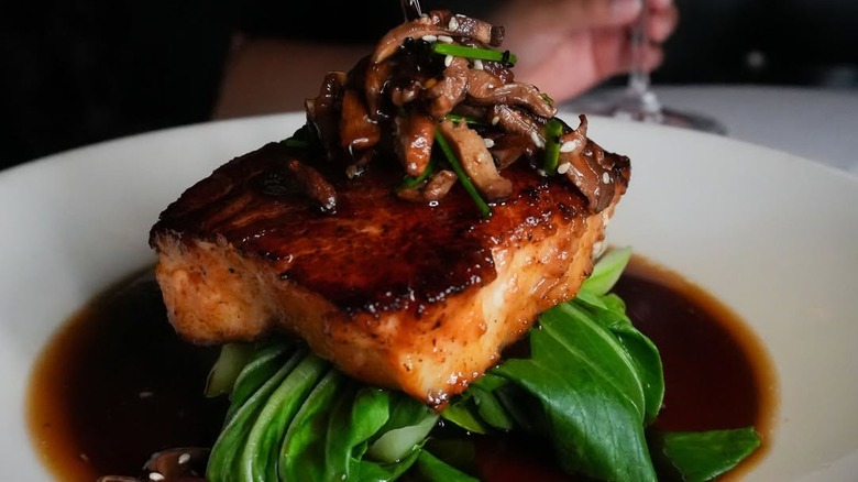 Morton's The Steakhouse sea bass with dashi broth