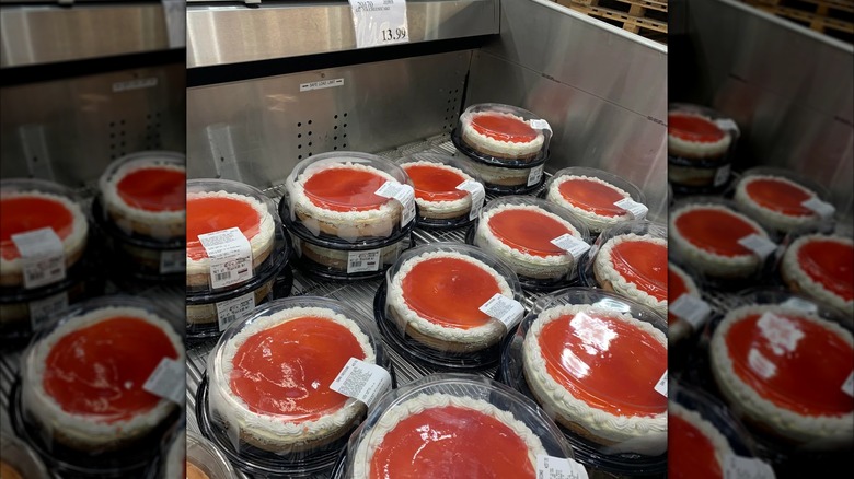 Mirrored image of guava cheesecakes at Costco