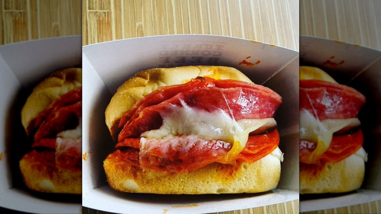 Arby's pizza slider in to-go container