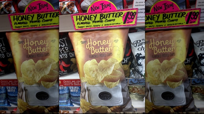 A bag of Honey Butter Potato Chips at Trader Joe's