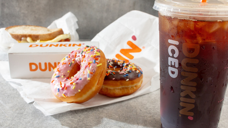 A view of a Dunkin' Donuts combo meal