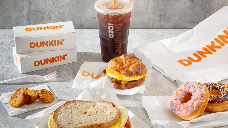 A view of a Dunkin' Donuts combo meal