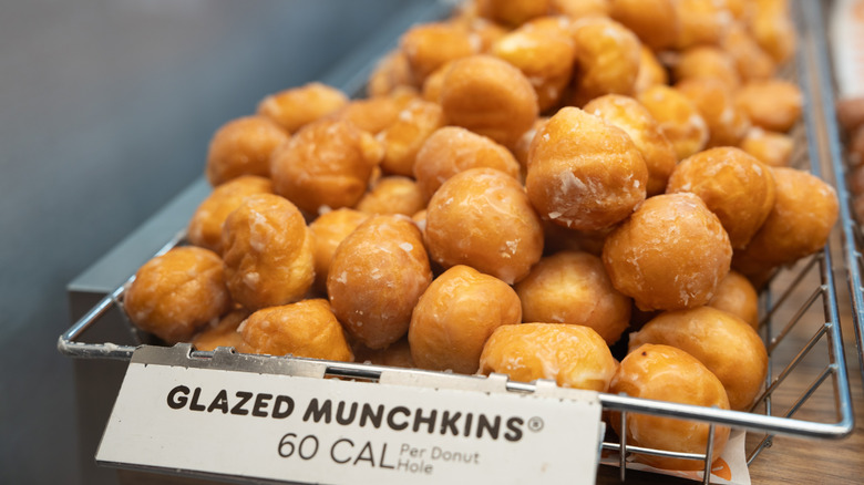 Display of glazed Munchkins from Dunkin Donuts