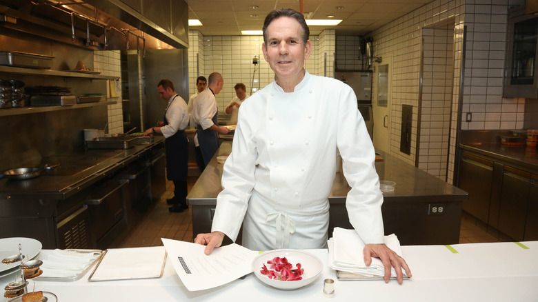 Chef Thomas Keller in restaurant kitchen