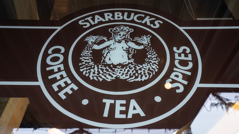 The original brown and white Starbucks logo