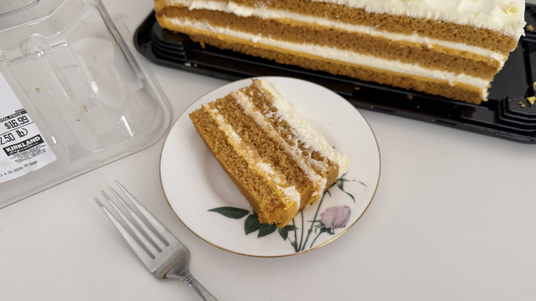 Kirkland Signature Pumpkin Bar Cake slice on a plate
