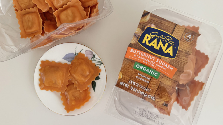 Organic Rana Savory Butternut Ravioli pieces on a plate