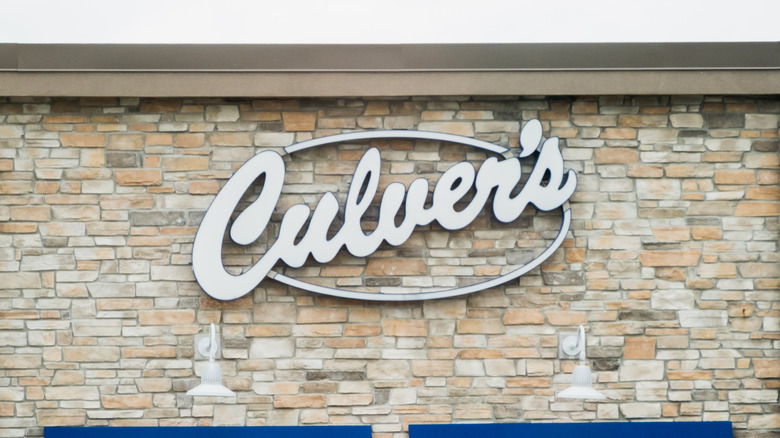 Culver's sign on stone building