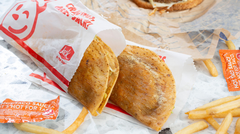 Two tacos from Jack in the Box