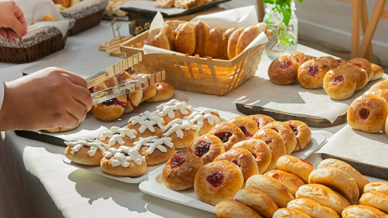 A selection of sweet pastry treats on a serving table
