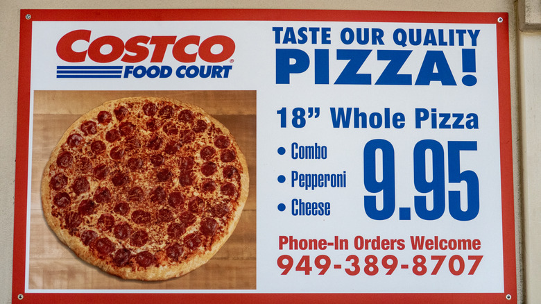 Sign for Costco pizza