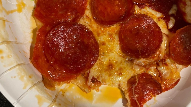 Pool of grease on Costco pepperoni pizza