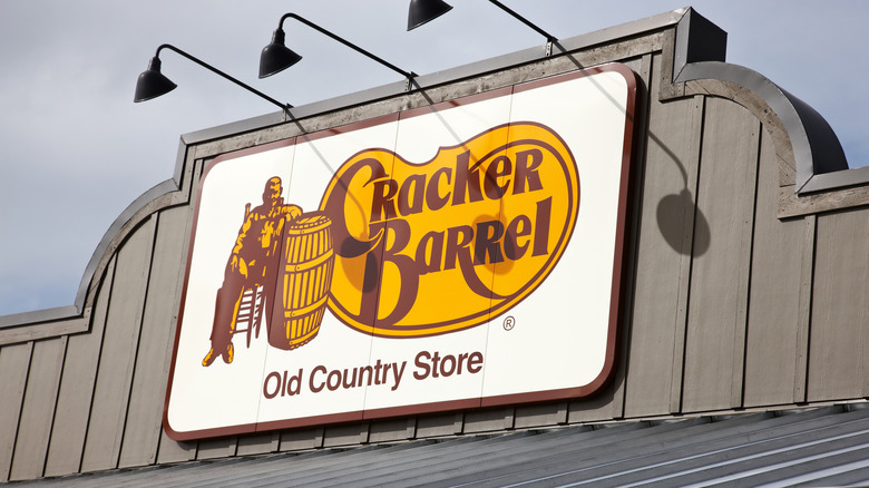 The exterior sign of a Cracker Barrel location