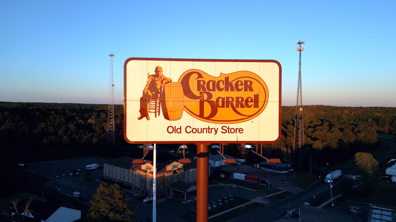 An exterior sign to a Cracker Barrel location