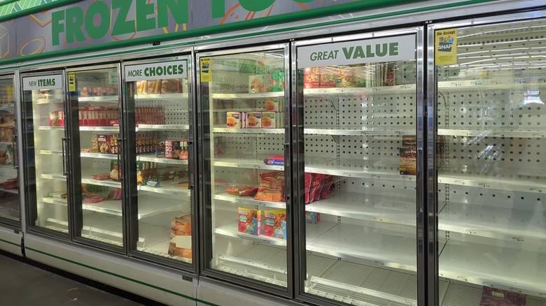 Empty Frozen Food Section Aisle At Dollar Tree