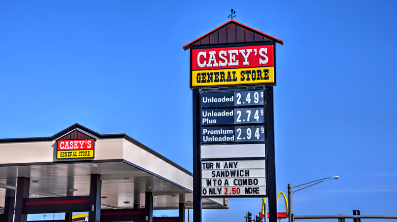 Picture of a Gas Station with a Gas Price Sign That Reads Casey's General Store
