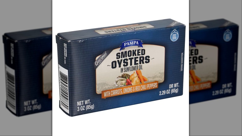 Pampa Smoked Oysters on white background