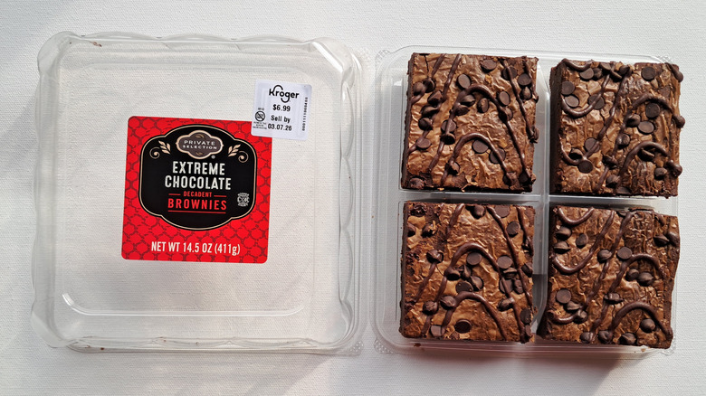 four brownies in plastic package