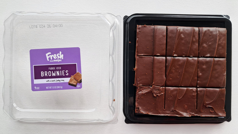 Nine brownies in plastic package