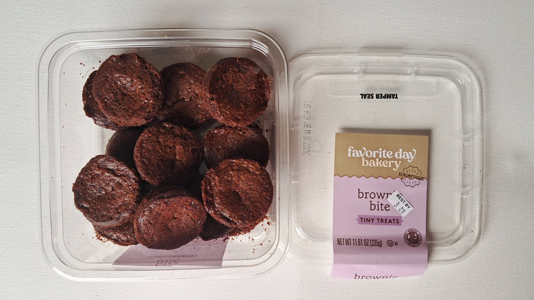 Brownie bites in plastic package