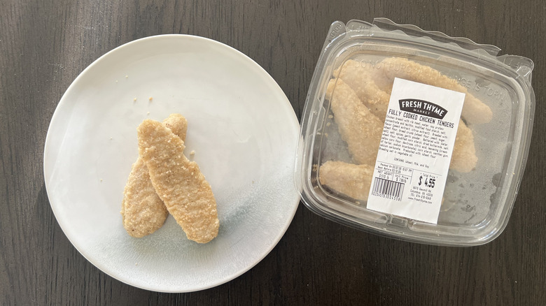 Fresh Thyme Market fully cooked chicken tenders on a plate.