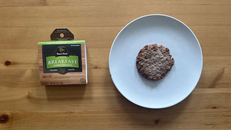 Boar's Head Turkey Breakfast Sausage Patty on white plate