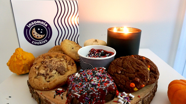 Insomnia cookies and candle