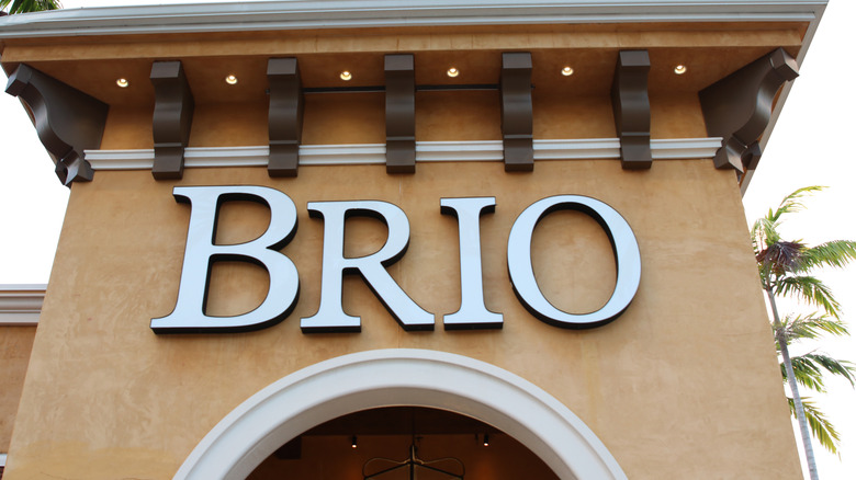 Close up of Brio sign on storefront