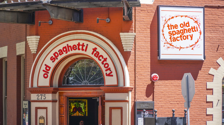 the outside of The Old Spaghetti Factory restaurant