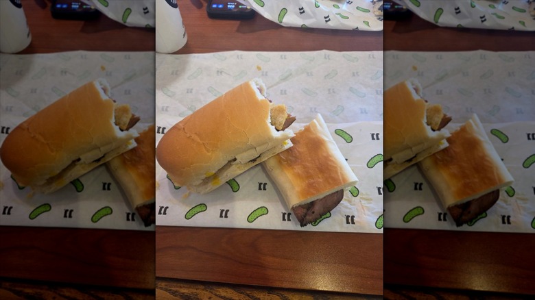 Jimmy John's slim sandwich cut in half