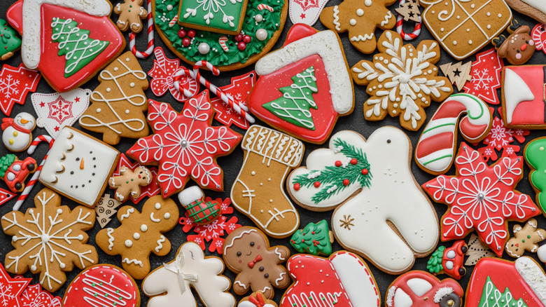Assortment of decorated gingerbread cookies