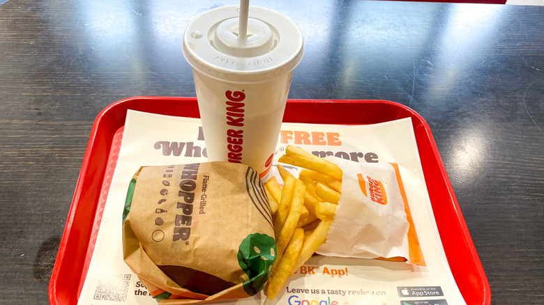 Whopper meal on a tray at Burger King