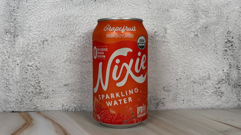 Can of Grapefruit Nixie sparkling water on table