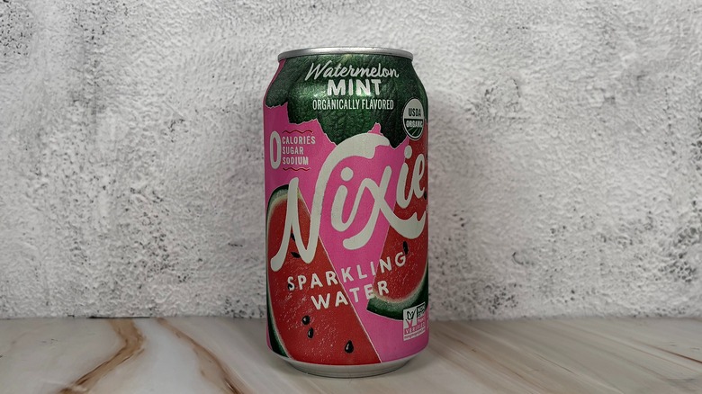 Can of Watermelon Mint Nixie sparkling water on table